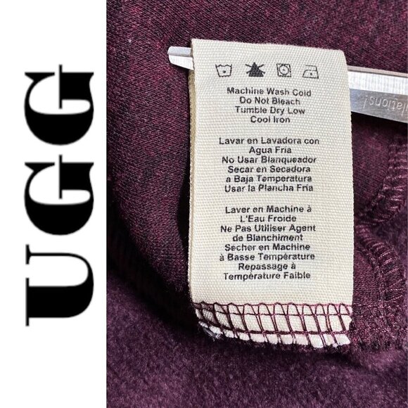 UGG Charlynne Burgundy Red Fleece Lined Mock‎ Neck Cape Poncho, Large - Picture 10 of 15